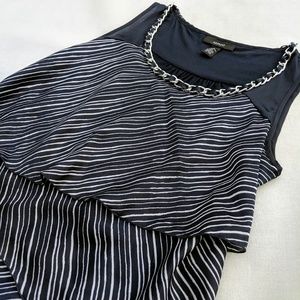 Alfani M Blouse Navy and White with Beautiful Neck